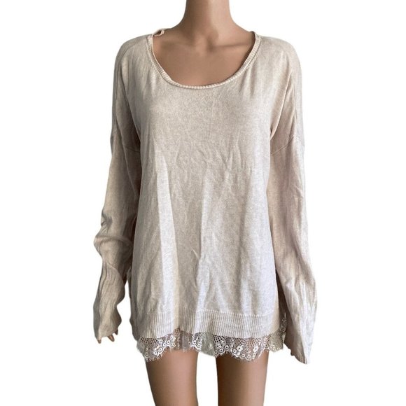 Lane Bryant Sweaters - Lane Bryant Sweater Womens Plus Size 22/24 Pale Pink Stretch Lace Hemline